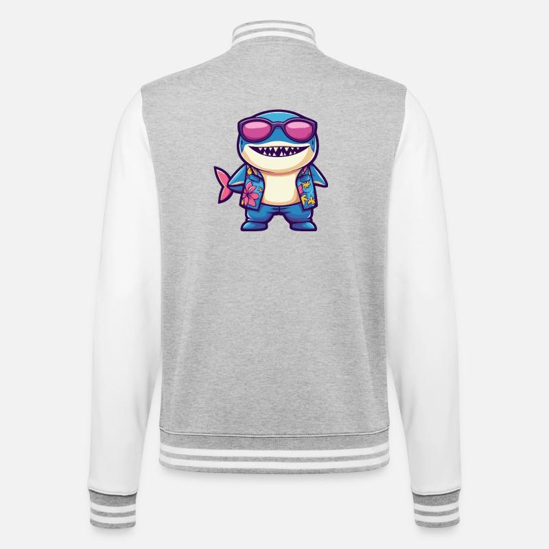 Vacances de bandes dessinées Shark - Veste Teddy - gris chiné / blanc