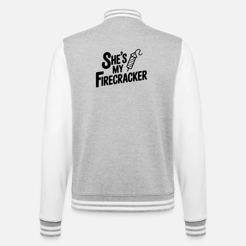 She's My Firecracker - College Sweat Jacket - heather grey/white