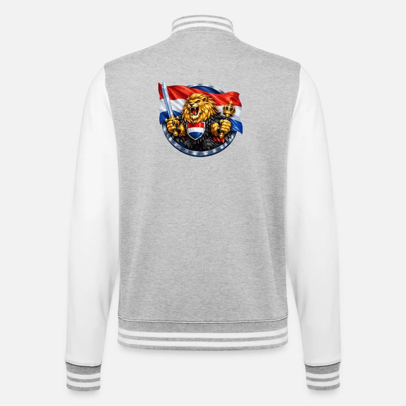 Lion hollandais avec épée et couronne - Veste Teddy - gris chiné / blanc