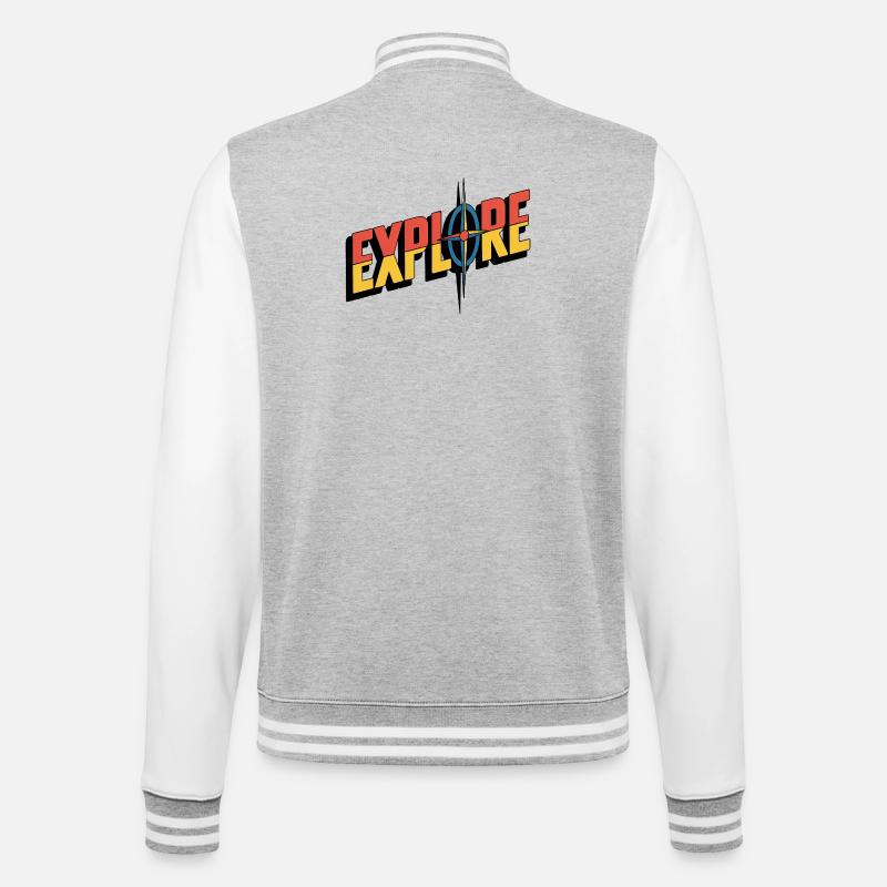 EXPLORE Kompass – Abenteuer Logo - College-Sweatjacke - Grau meliert/Weiß