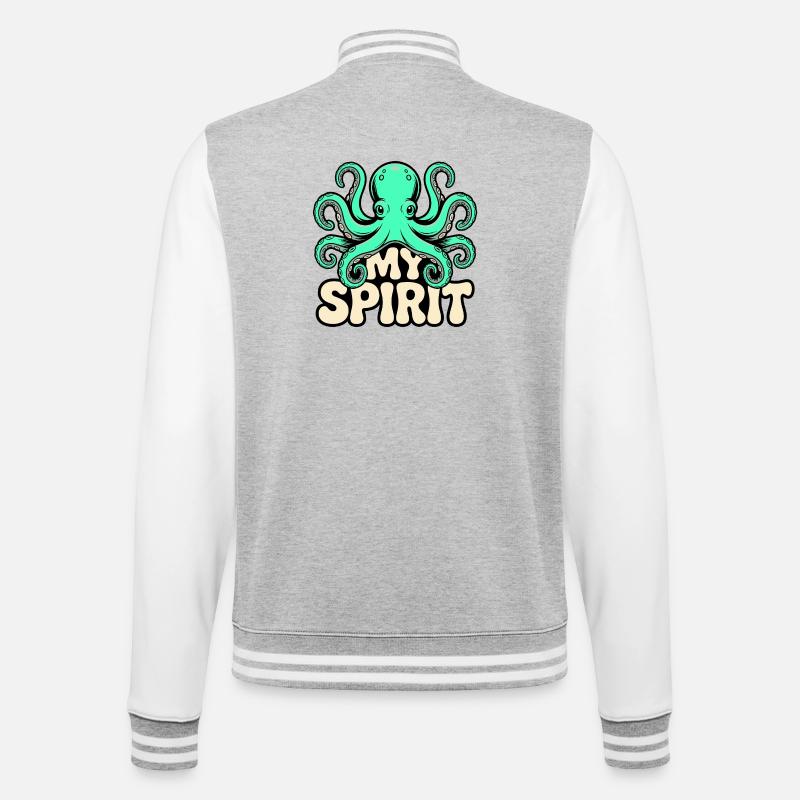 Bläckfiskande - Collegesweatjacka - gråmelerad/vit