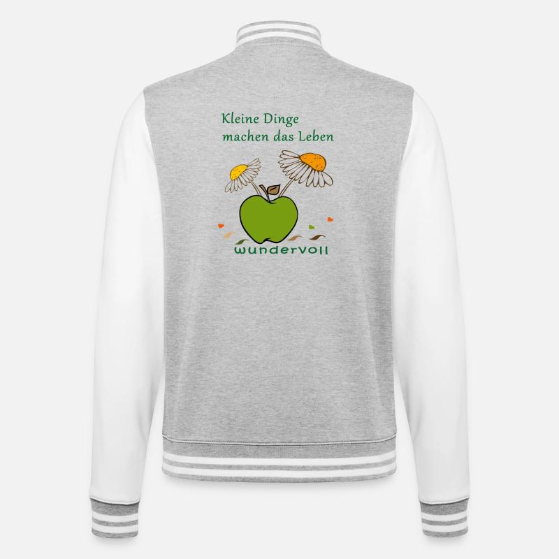 Apfel mit Kamellenblüten - College-Sweatjacke - Grau meliert/Weiß