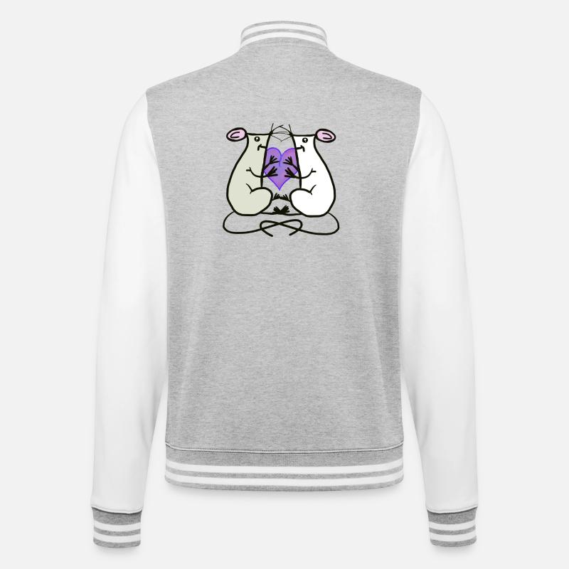 Ratten Mäuse Herz Valentin Freunde - College-Sweatjacke - Grau meliert/Weiß