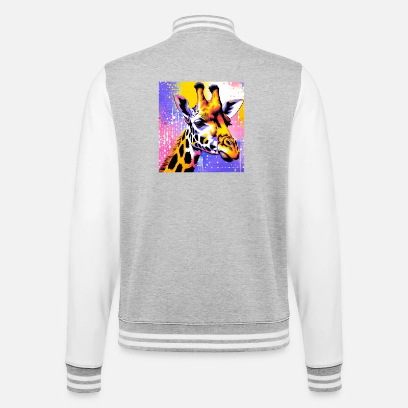 Giraffe - College-Sweatjacke - Grau meliert/Weiß