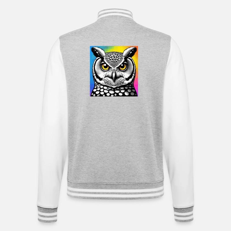 Eule - College-Sweatjacke - Grau meliert/Weiß