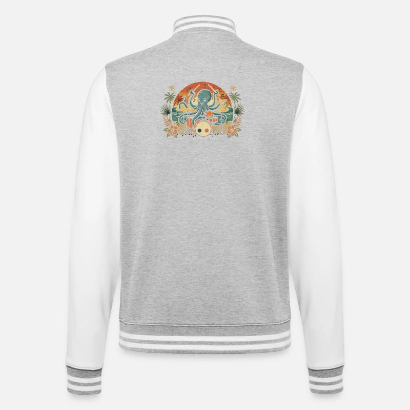 Percussionniste Tropical Octopus - Veste Teddy - gris chiné / blanc