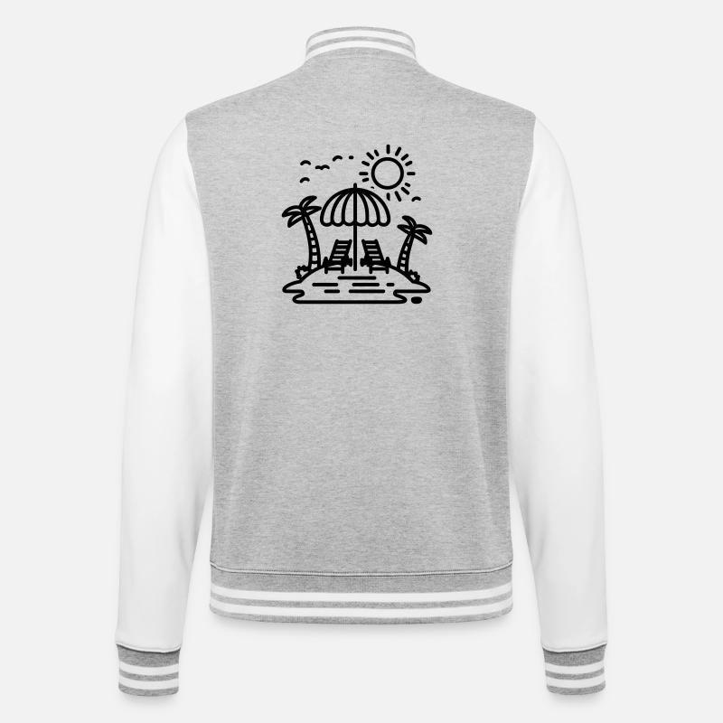 Strand - College-Sweatjacke - Grau meliert/Weiß