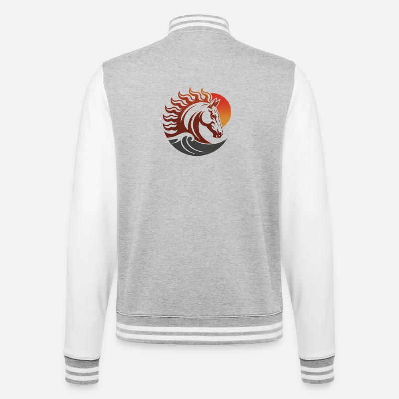 Zodiaque du Cheval de Feu Japonais - Veste Teddy - gris chiné / blanc