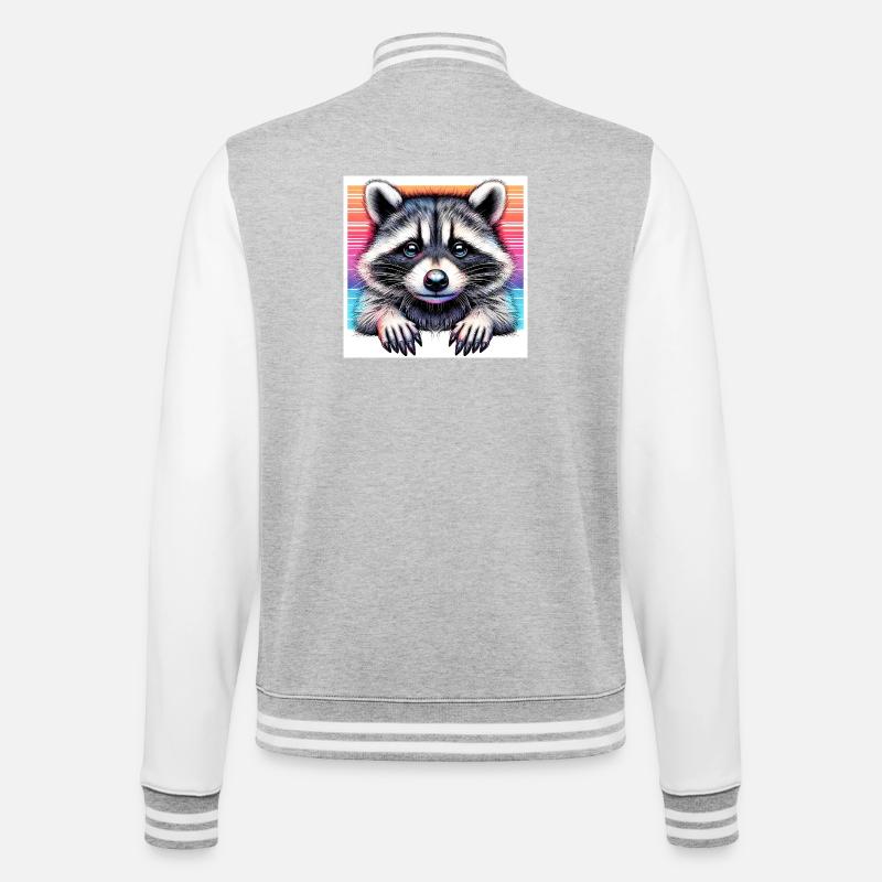 Raton laveur - Veste Teddy - gris chiné / blanc