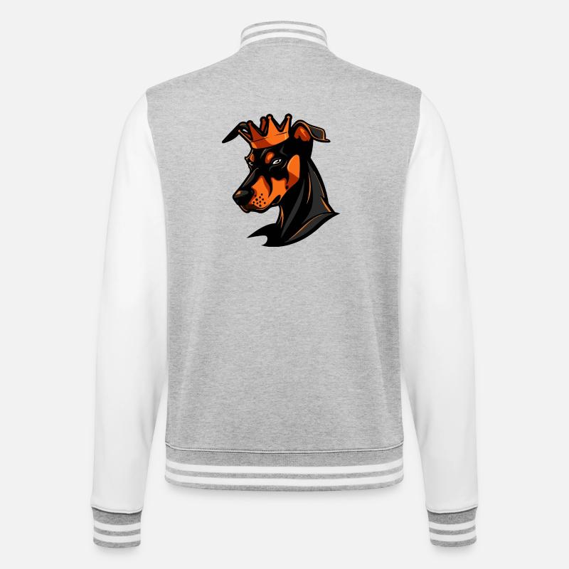 Couronne de chien doberman - Veste Teddy - gris chiné / blanc