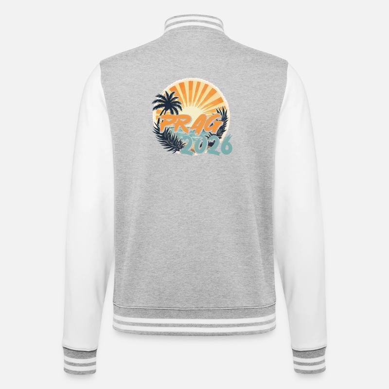 Prague 2026 - College Sweat Jacket - heather grey/white