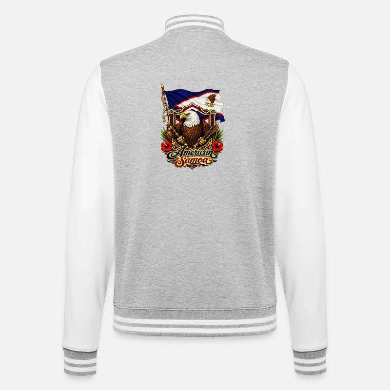 Drapeau de l’aigle des Samoa américaines - Veste Teddy - gris chiné / blanc