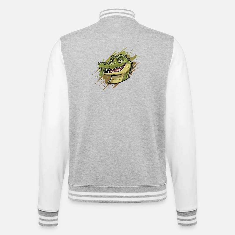Alligator Graffiti Kopf - College-Sweatjacke - Grau meliert/Weiß