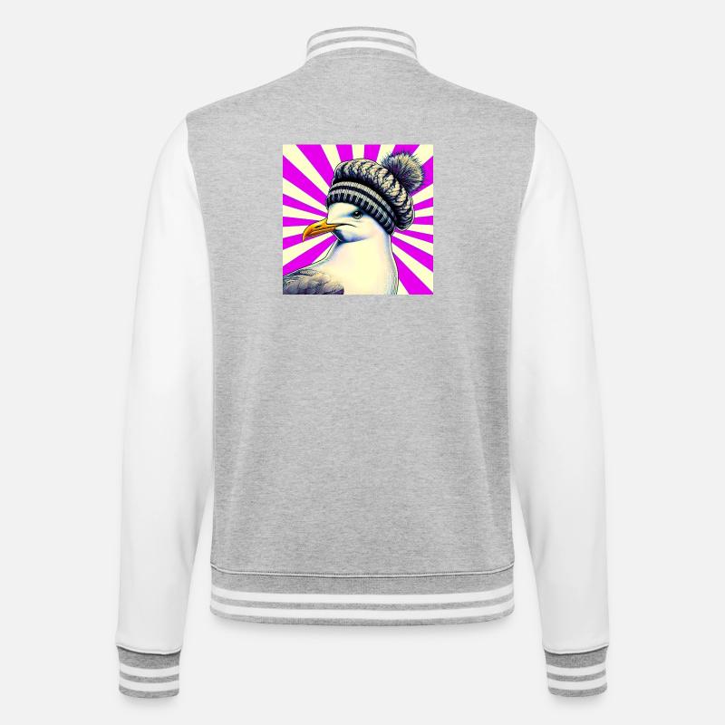 Möwe - College-Sweatjacke - Grau meliert/Weiß