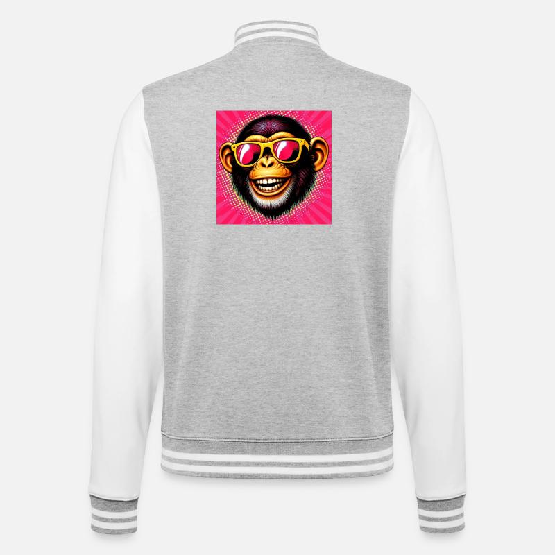 Chimpanzee Monkey - College Sweat Jacket - heather grey/white