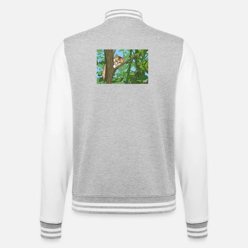 Chat explorant les branches - Veste Teddy - gris chiné / blanc