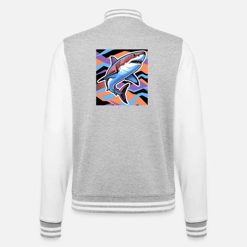 Requin - Veste Teddy - gris chiné / blanc