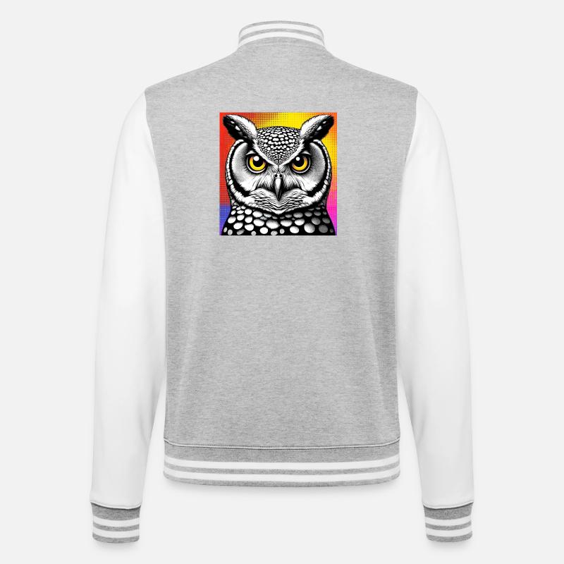 Eule - College-Sweatjacke - Grau meliert/Weiß
