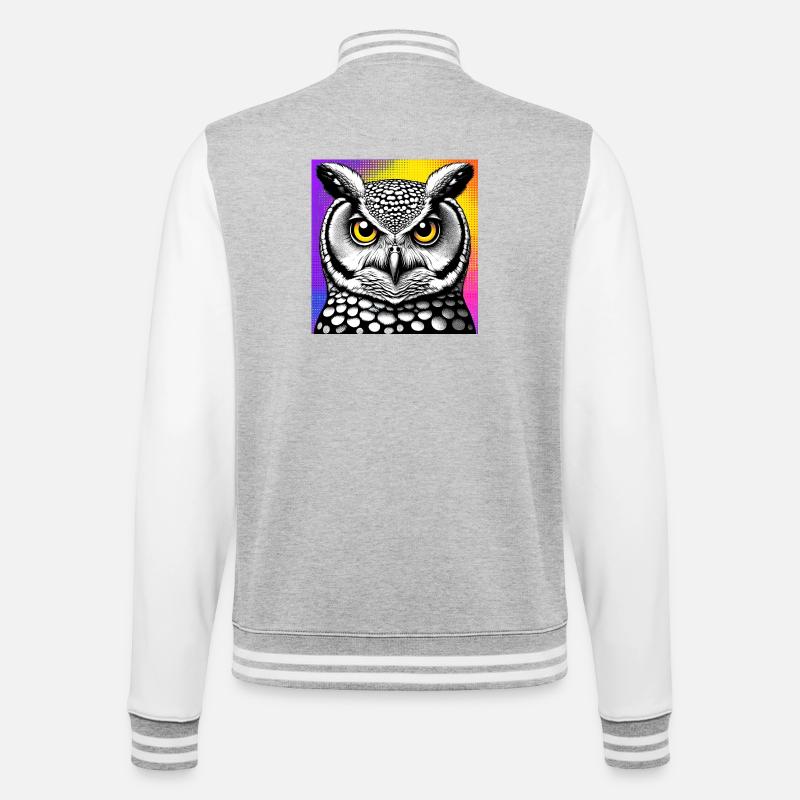 Eule - College-Sweatjacke - Grau meliert/Weiß