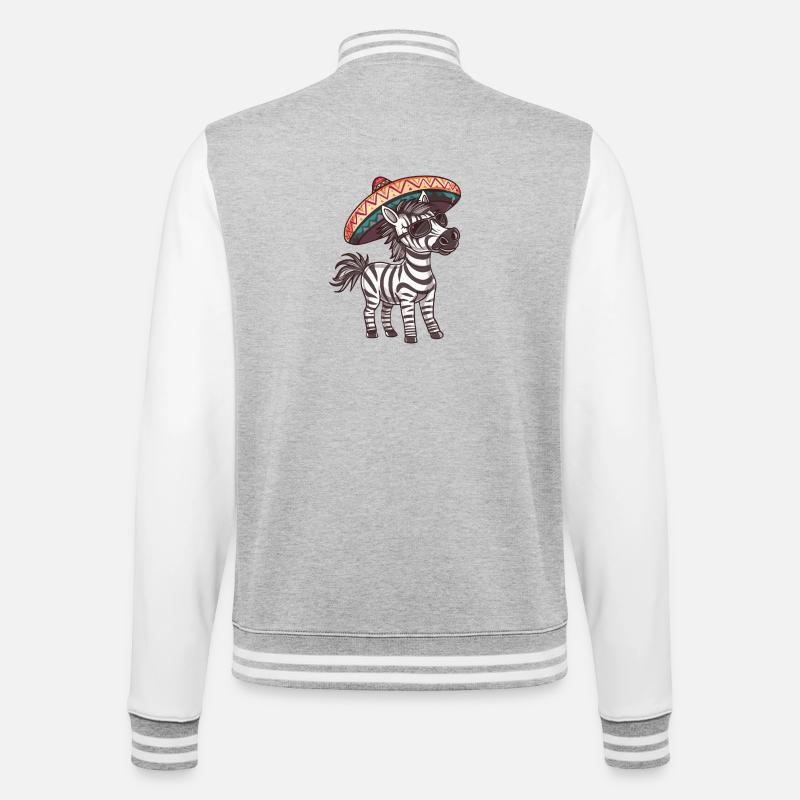 Zebra Comic Funny Sombrero - College Sweat Jacket - heather grey/white