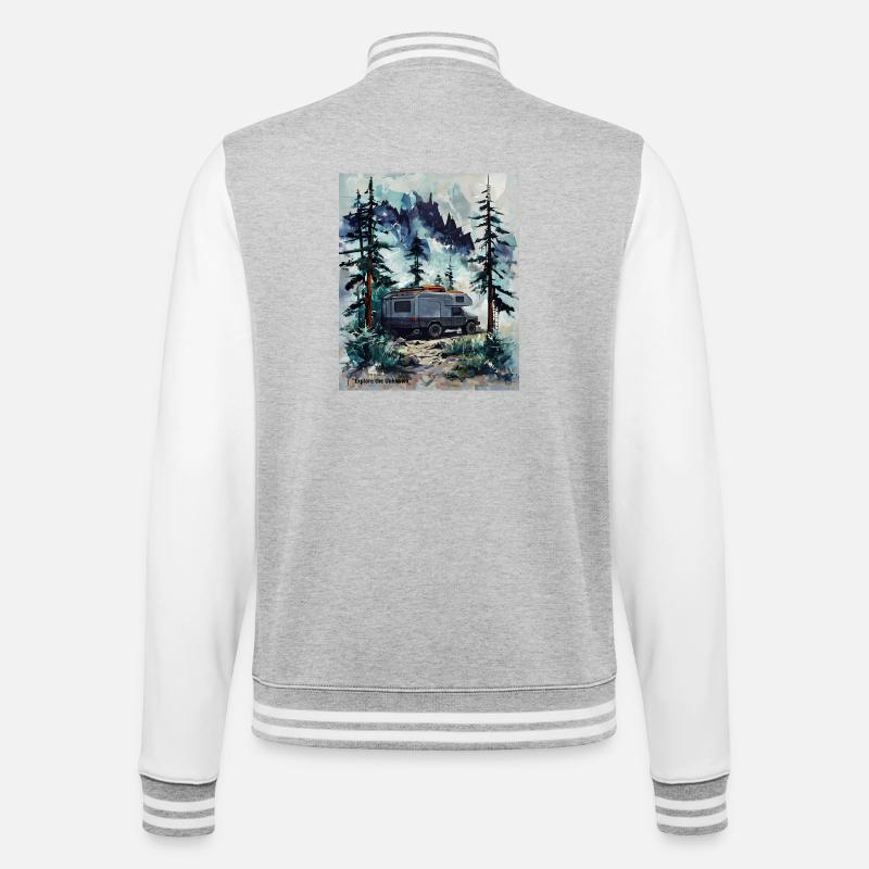Erkunde den Unknown Forest Camper - College-Sweatjacke - Grau meliert/Weiß
