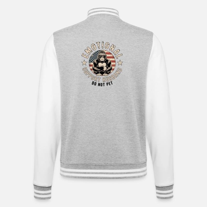 Emotionale Unterstützung Ehemann Affe - College-Sweatjacke - Grau meliert/Weiß