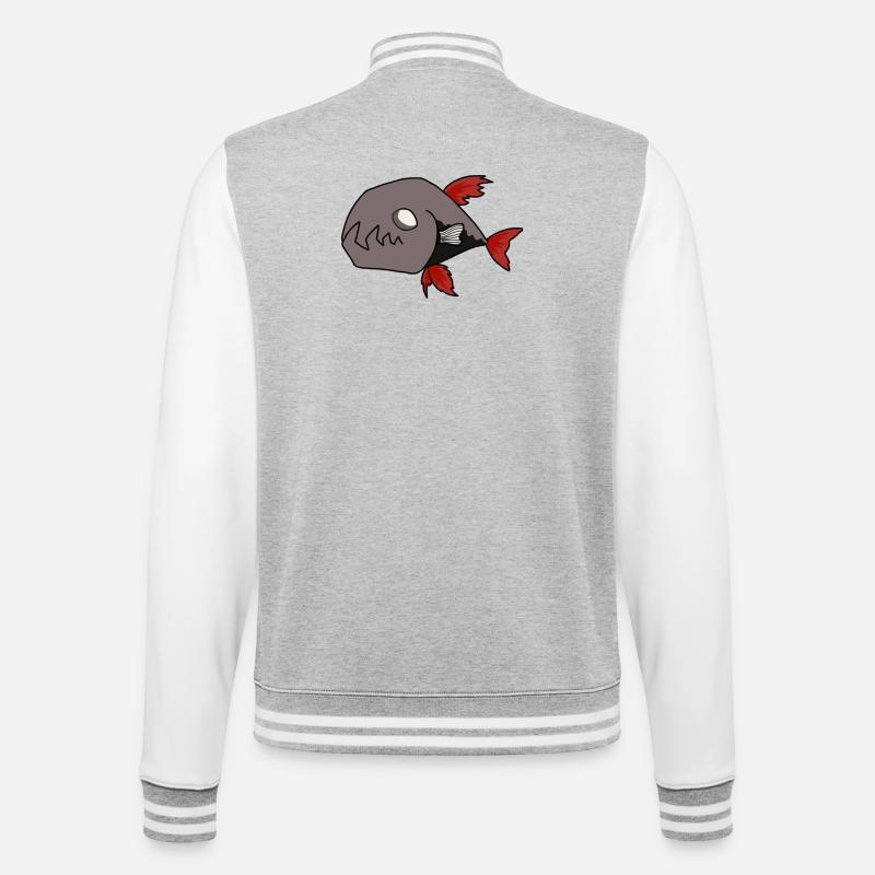 Black Fish - College Sweat Jacket - heather grey/white