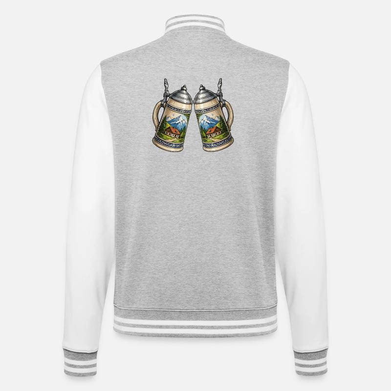 Alpenpanorama Bierkrüge Bier - College-Sweatjacke - Grau meliert/Weiß