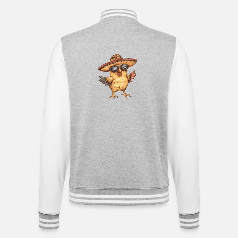 Sombrero comique drôle de poulet - Veste Teddy - gris chiné / blanc
