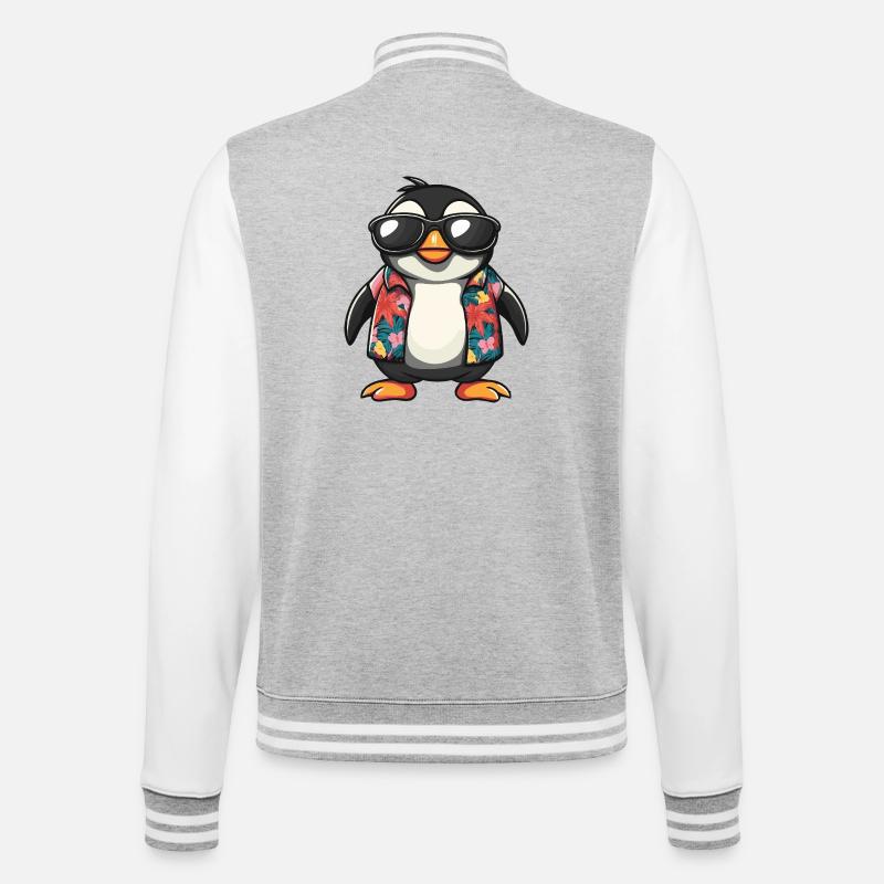 Penguin Comic Vacation - College Sweat Jacket - heather grey/white
