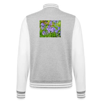 Glockenblume – Violette Frühlingsblüte - College-Sweatjacke - Grau meliert/Weiß - Hinten - Marisol (170cm)