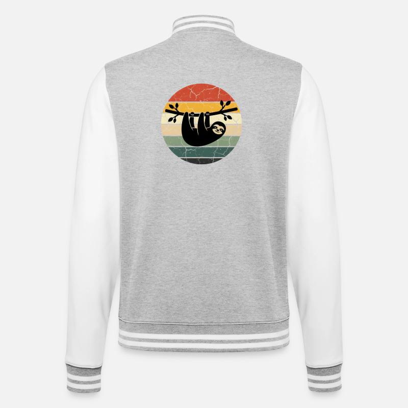 Sloth Gift Retro Design Sunset - College-Sweatjacke - Grau meliert/Weiß