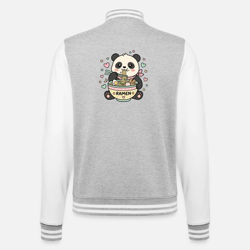 Kawaii Panda Ramen - College-Sweatjacke - Grau meliert/Weiß