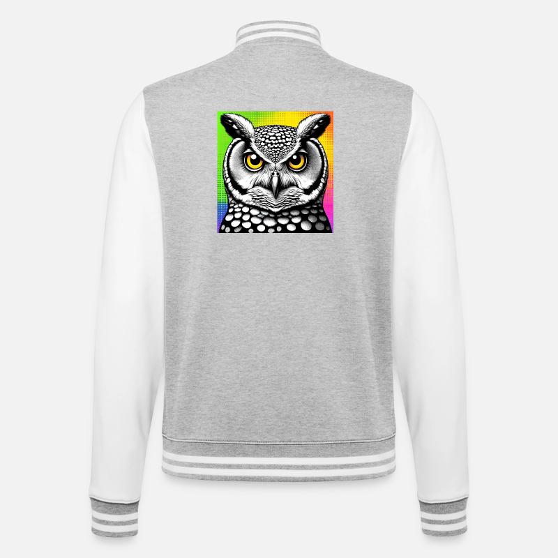 Eule - College-Sweatjacke - Grau meliert/Weiß