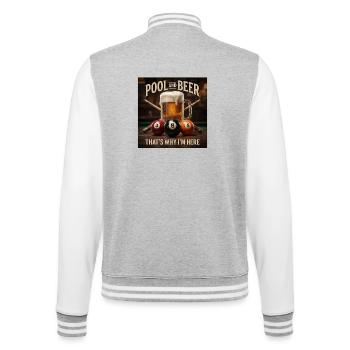 Bière de billard 8-ball drôle, c’est pour ça que je suis là - Veste Teddy - gris chiné / blanc - Dos - Marisol (170cm)