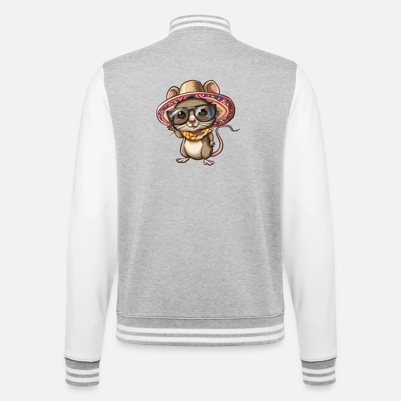 Mouse Comic Funny Sombrero - College Sweat Jacket - heather grey/white