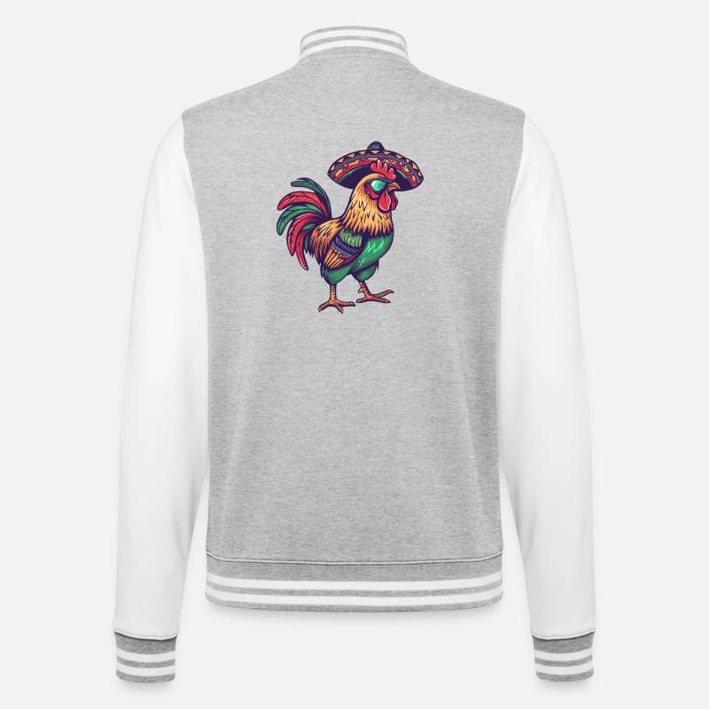 Rooster Comic Funny Sombrero - College Sweat Jacket - heather grey/white