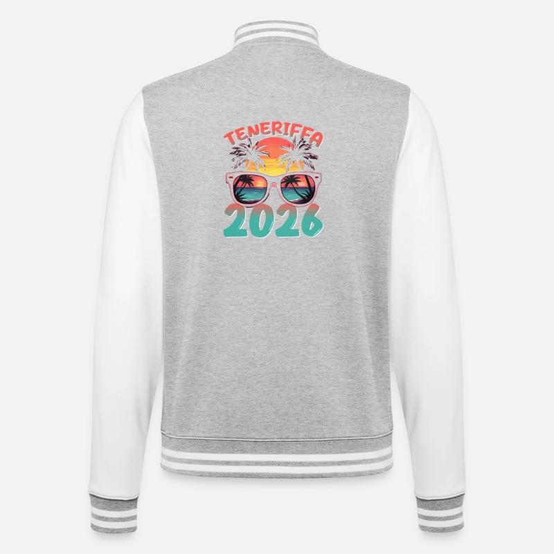 Teneriffa 2026 - College-Sweatjacke - Grau meliert/Weiß