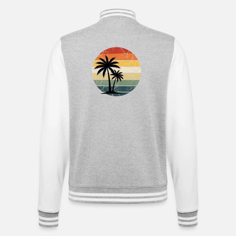 tropicale de vacances à la plage - Veste Teddy - gris chiné / blanc