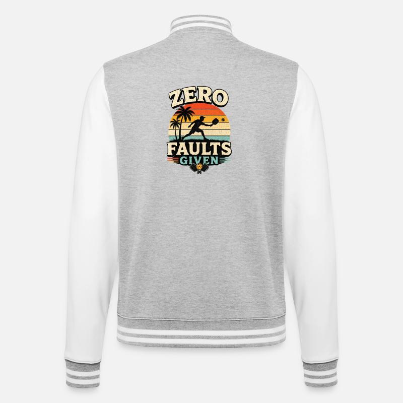 Zero Faults Given Retro Pickleball Design  - College-Sweatjacke - Grau meliert/Weiß