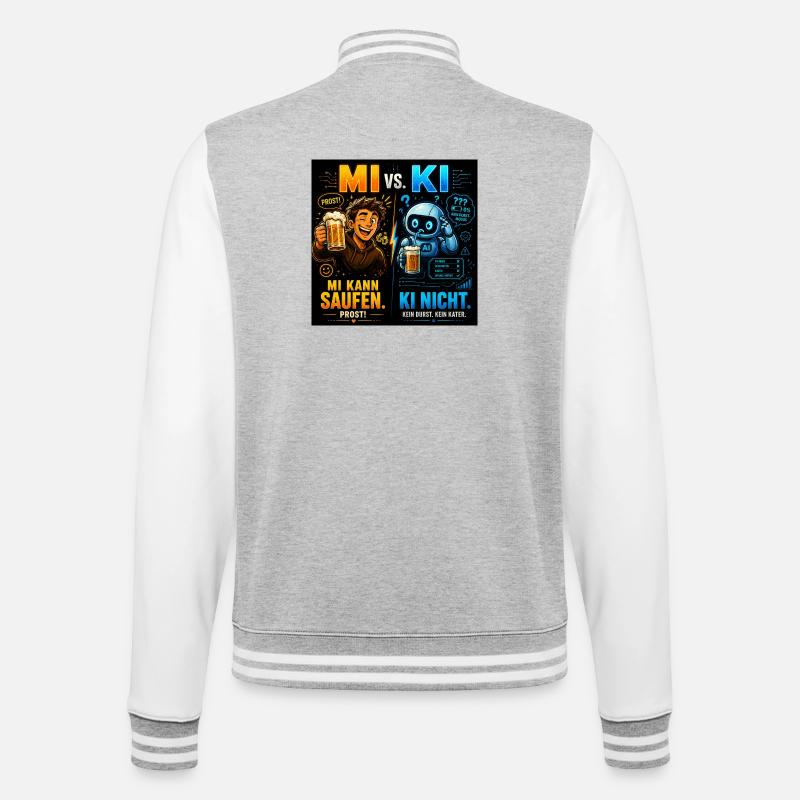 MI vs KI – Prost statt Prompt - College-Sweatjacke - Grau meliert/Weiß