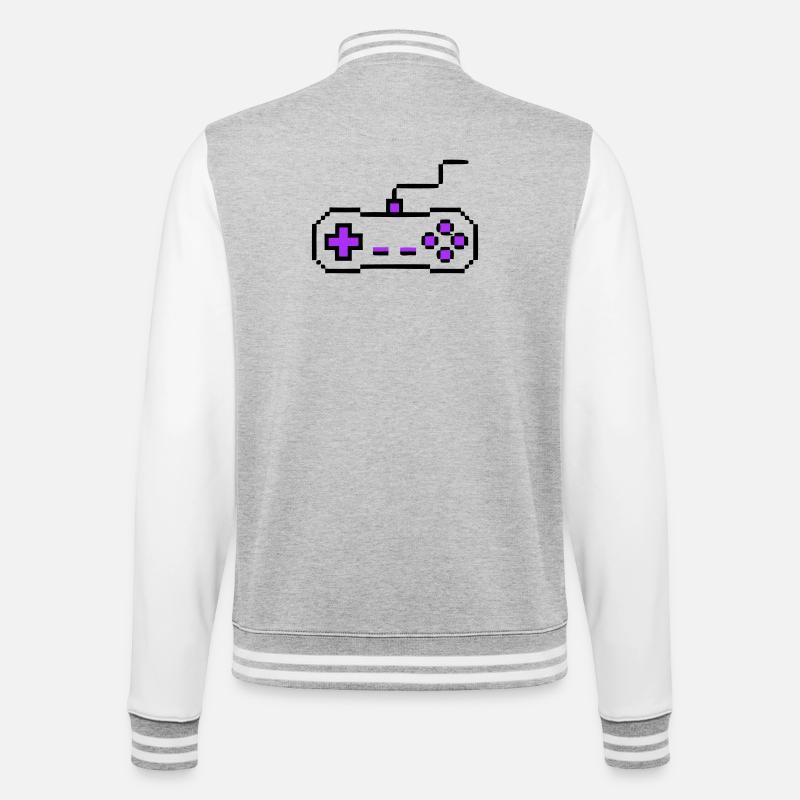 Joueur avec manette rétro - Veste Teddy - gris chiné / blanc