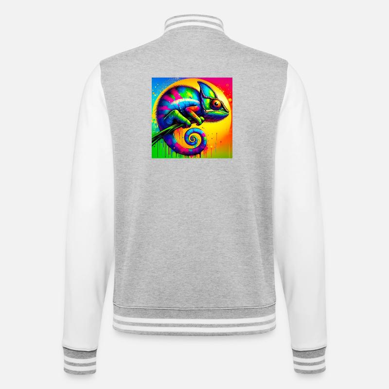 Chamäleon - College-Sweatjacke - Grau meliert/Weiß