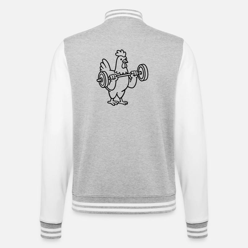 Gewichtheben - College-Sweatjacke - Grau meliert/Weiß