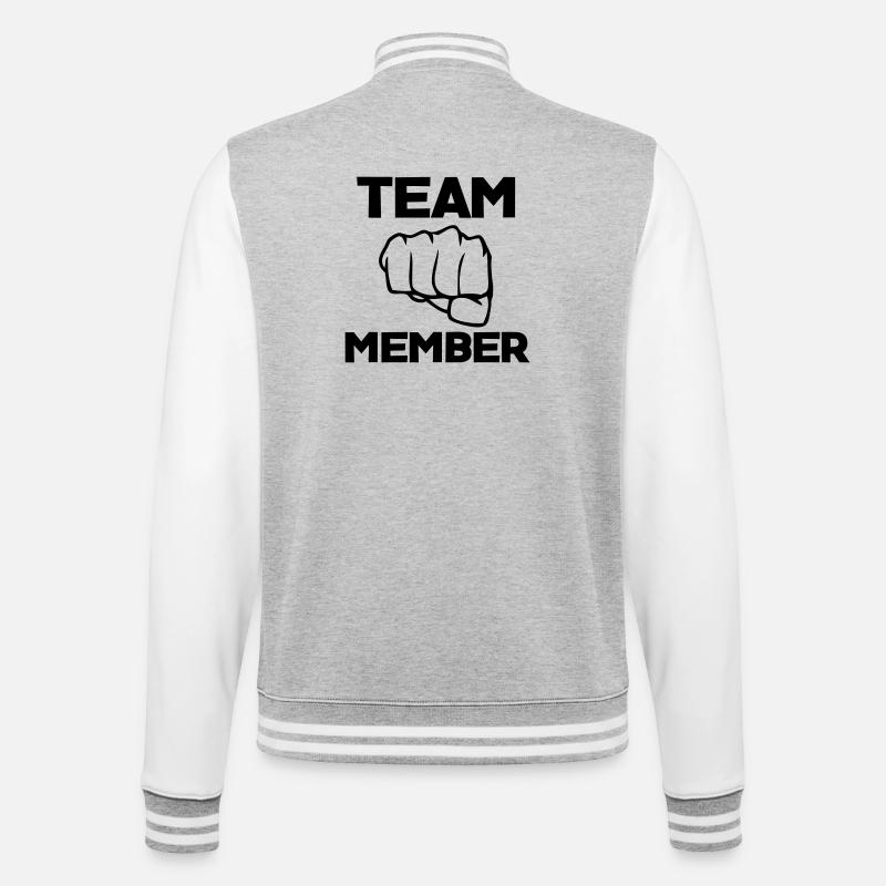 Team Member - College-Sweatjacke - Grau meliert/Weiß