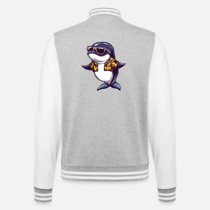 Wal Comic Urlaub - College-Sweatjacke - Grau meliert/Weiß