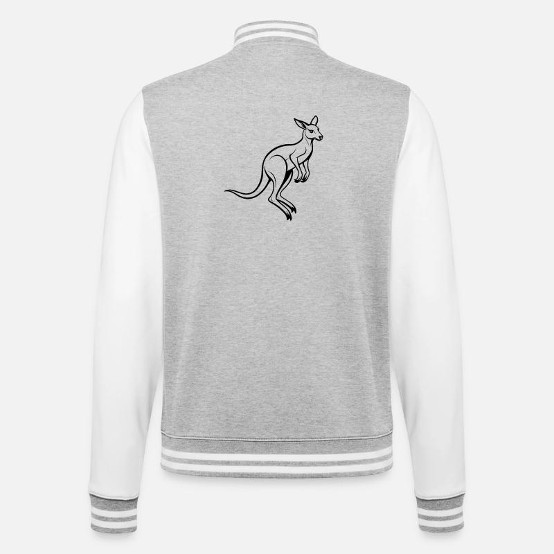 Känguru-Springen - College-Sweatjacke - Grau meliert/Weiß