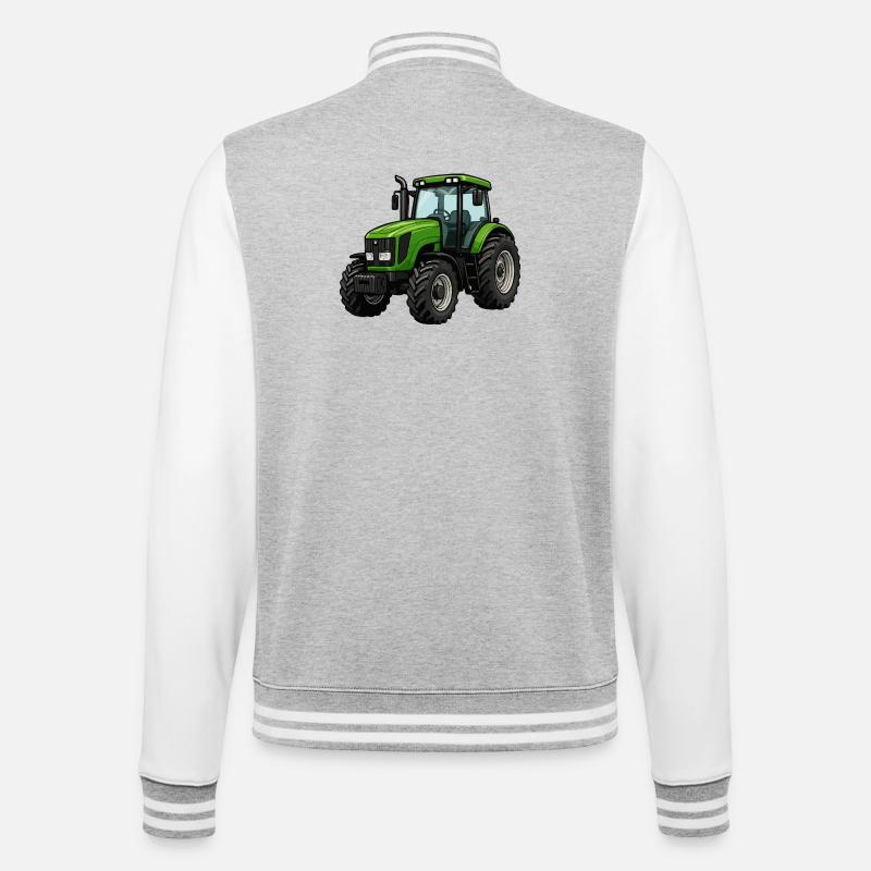 Grüner Traktor Kraftvoll Design - College-Sweatjacke - Grau meliert/Weiß