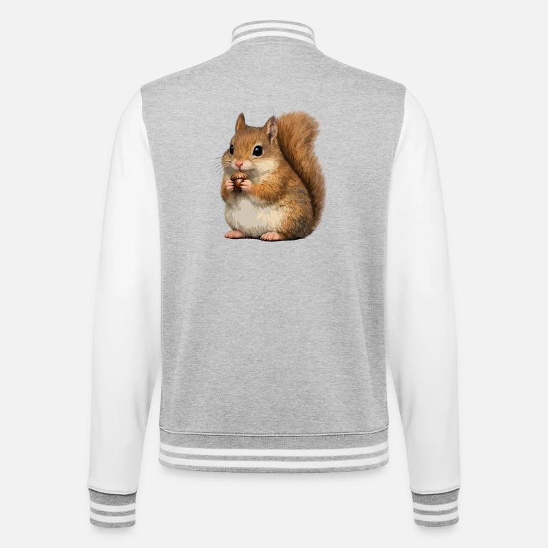 Eichhörnchen mit Eichel - College-Sweatjacke - Grau meliert/Weiß