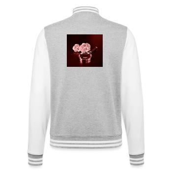 Orchid flowers and Magnifying Glass - College Sweat Jacket - heather grey/white - Back - Marisol (170cm)